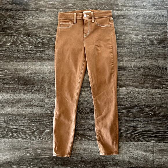 L'AGENCE Margot High Rise Skinny Jeans Java Coated Sz 24 Brown Slim Fit PantsEUC - Picture 7 of 16
